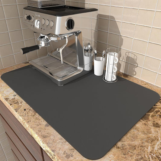 Dish Drying Mat Large 40x60 cm – Water Absorbing Kitchen Mat with Anti-Slip Rubber Backing | Quick Dry Mat for Utensils, Dishes, Glasses & Coffee Station