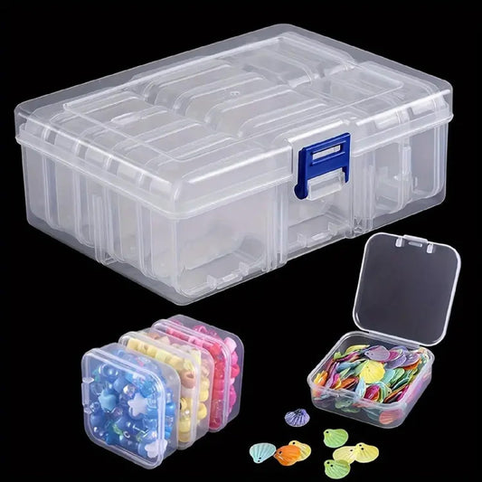 small plastic storage box 1 big storage box and 14 small inner boxes cases with lids clear craft supply cases for jewelry, beads, screws, pills, diy storage & travel accessories