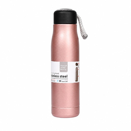 Stainless Steel Vacuum Insulated Water Bottle, 550ml, Pink, Leak Proof, Hot & Cold Flask for Gym, Travel, Office