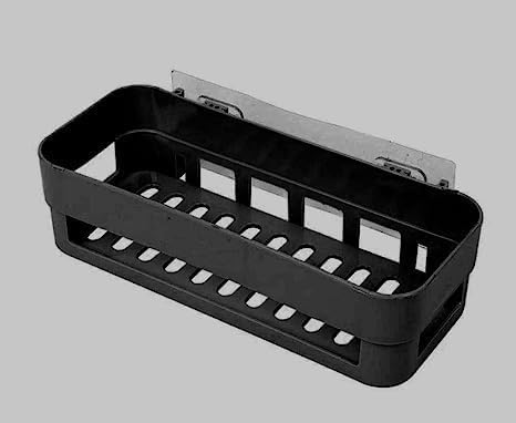 Plastic Self Adhesive Bathroom Shelf, Bathroom Organizer Shelf, Wall Mount Bathroom Accessories, Multipurpose Wall Holder Bathroom Storage Rack Box (Pack of 1) (Black)