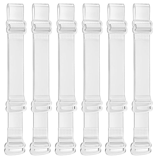 GLAMORAS Women PU Material Invisible Clear Bra Strap Non-Slip Adjustable Bra Strap Soft Transparent Shoulder Strap