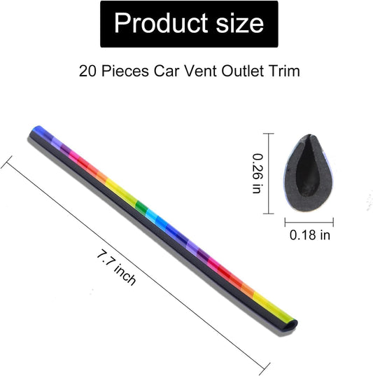 Universal Car AC Vent Decoration Strip–Red PVC U-Shape Waterproof Interior Trim Moulding for Straight Air Vent Outlets- (Rainbow)