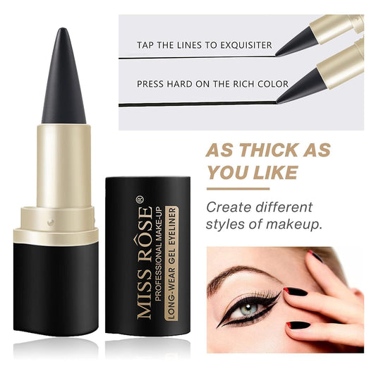 Black Gel Cream Eyeliner, Pencil Eyeliner & Kajal, Tool Smudge Proof and Waterproof Matte Quick Dry Black Eye-liner Pencil Tattoo Pen Stick Makeup for Women