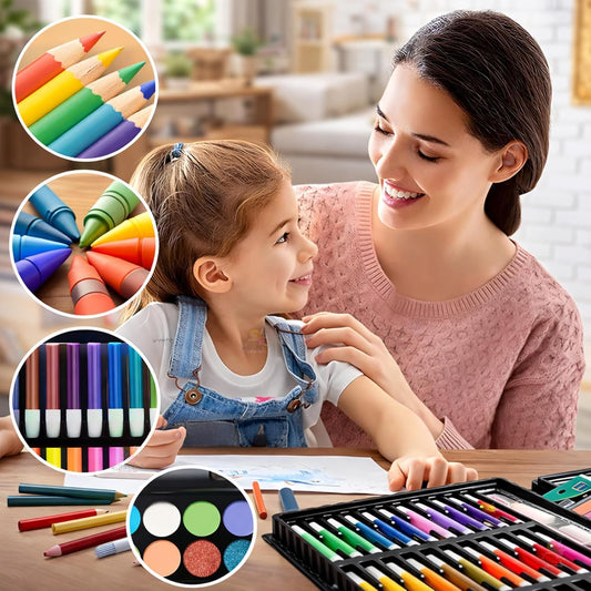 KAVANA Arts and Crafts Supplies, 150-Pack Drawing Painting Set for Kids Girls Boys Teens, Coloring Art Kit Gift: Crayons, Oil Pastels, Watercolors Cake, Colored Pencils Markers