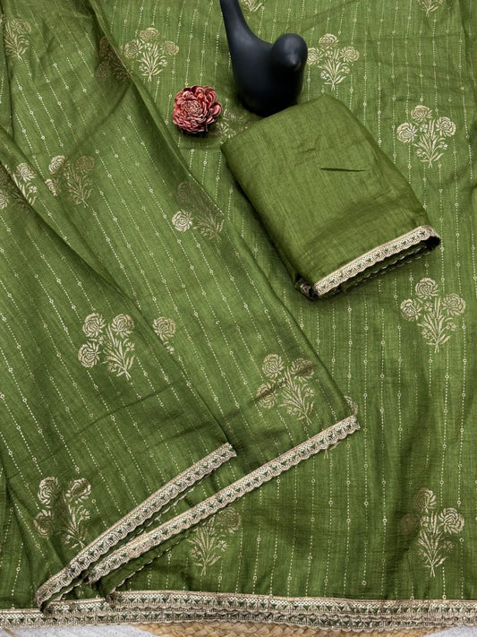 New arrivals Embellished with Foil Print & Fancy Sequence Zari Border Lace