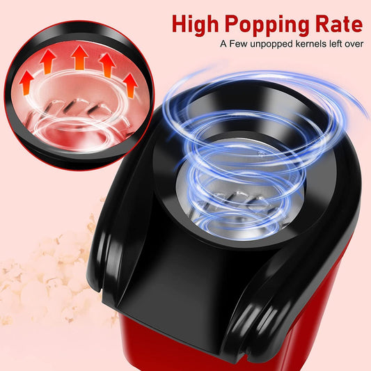 Playpulse® (5-Years Warranty) Oil-Free Hot Air Popcorn Maker – 1200W Electric Popper Machine for Healthy, Fast Snacks, Easy to Use, Ideal for Home, Kids, Parties & Movie Nights- Multi-Colour