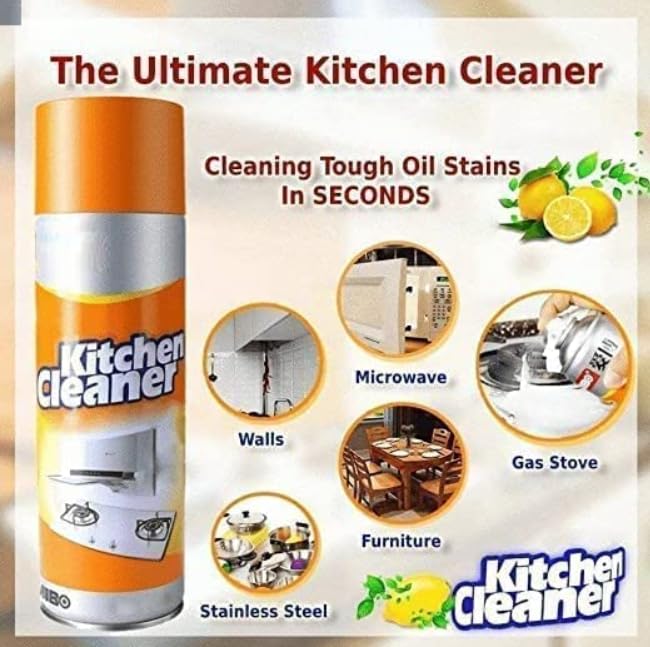 Multipurpose Bubble Foam Cleaner Kitchen Cleaner Spray Oil & Grease Stain Remover Chimney Cleaner Spray Bubble Cleaner All Purpose Foam Degreaser Spray
