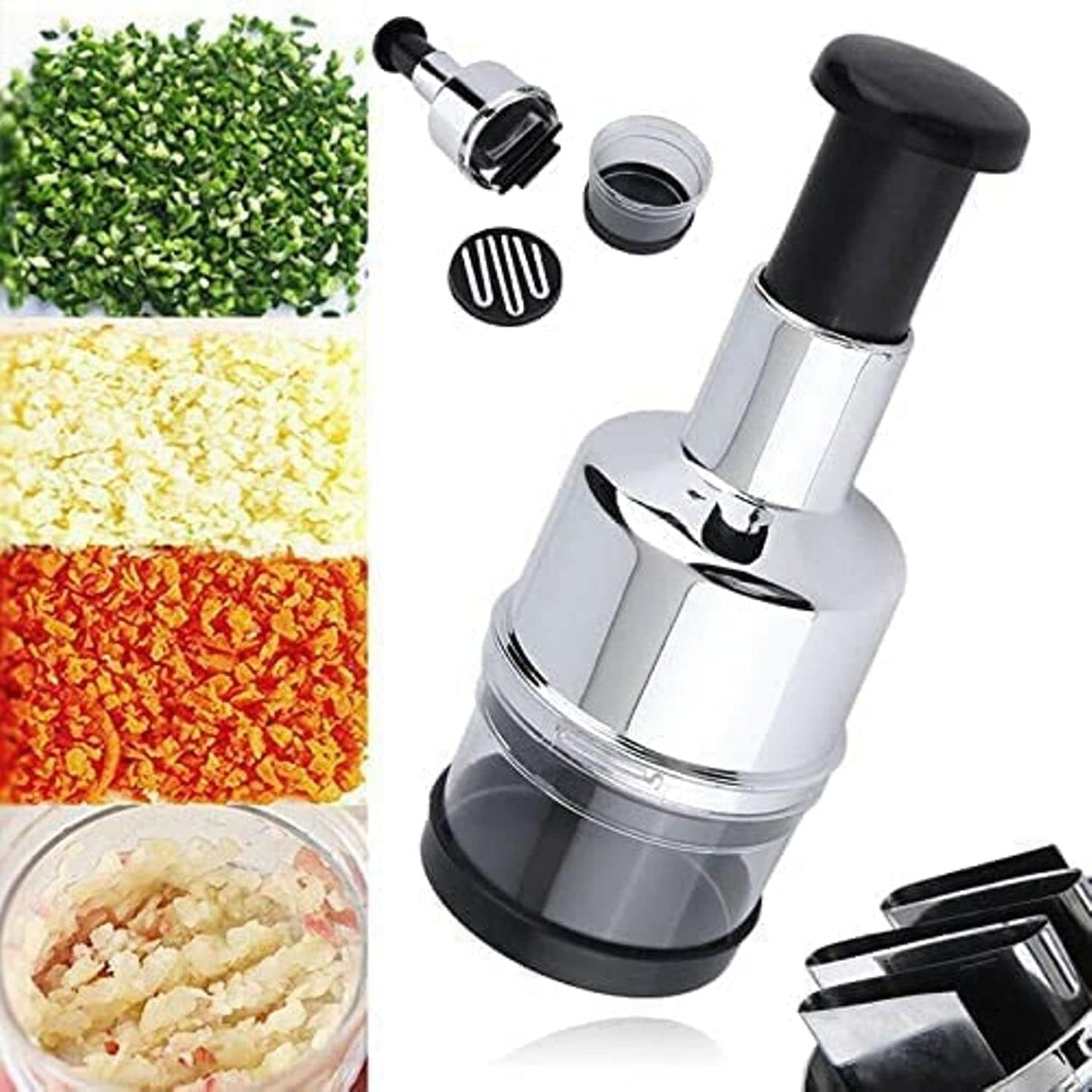 Onion Garlic Hand Press Chopper, Stainless Steel, Manual Operation, for Vegetables, Small
