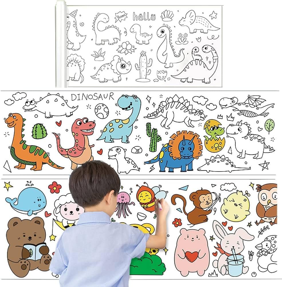Vaidyansh Drawing Colouring Roll sheet for Kids Fun Large poster Graffiti Art 30cms x 350cms 11 Feet Extra Long Paper Kid Coloring scoll Colour using Pencil Crayons Made in India