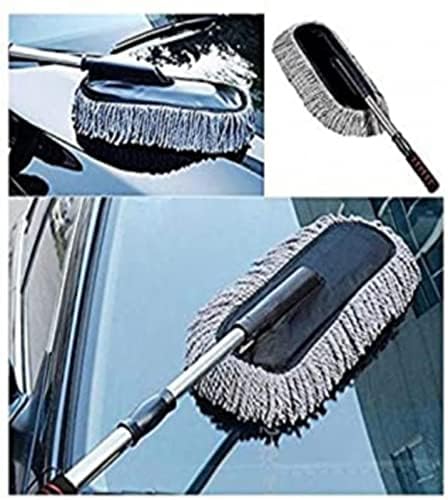 Car Duster Microfiber Brush Wax-Coated | Shine & Dust Removal Cleaning Brush | Wax-Coated Duster for Cars