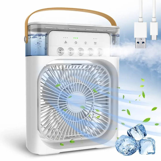 Portable Air Cooler Fan with Water Tank & USB Power - Mini Personal Evaporative Cooler with 3 Speeds, , LED Light, Quiet Cooling for Home, Office, Bedroom (MultiColor)