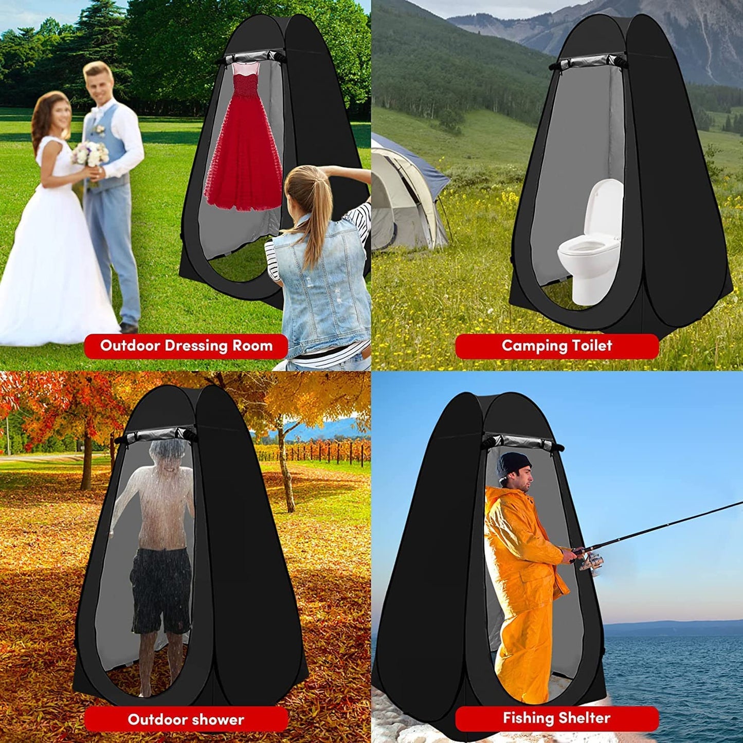 FabSports Foldable Privacy Portable Pop-up Tent, can be Used as Cloth Changing Tent or Toilet Tent for Camping, Hiking, Beach, Outdoors and Picnic with Bag
