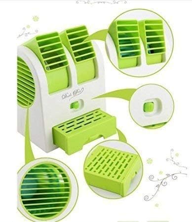 Boxn Portable Mini Ac Air Cooler Usb Battery Operated Mini Water Air Cooler Cooling Fan Blade Less Duel Blower With Ice Tray Best For Home,Shop,Table,Kitchen,Outdoor Pack Of 1, Green