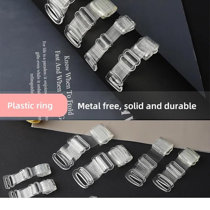 GLAMORAS Women PU Material Invisible Clear Bra Strap Non-Slip Adjustable Bra Strap Soft Transparent Shoulder Strap