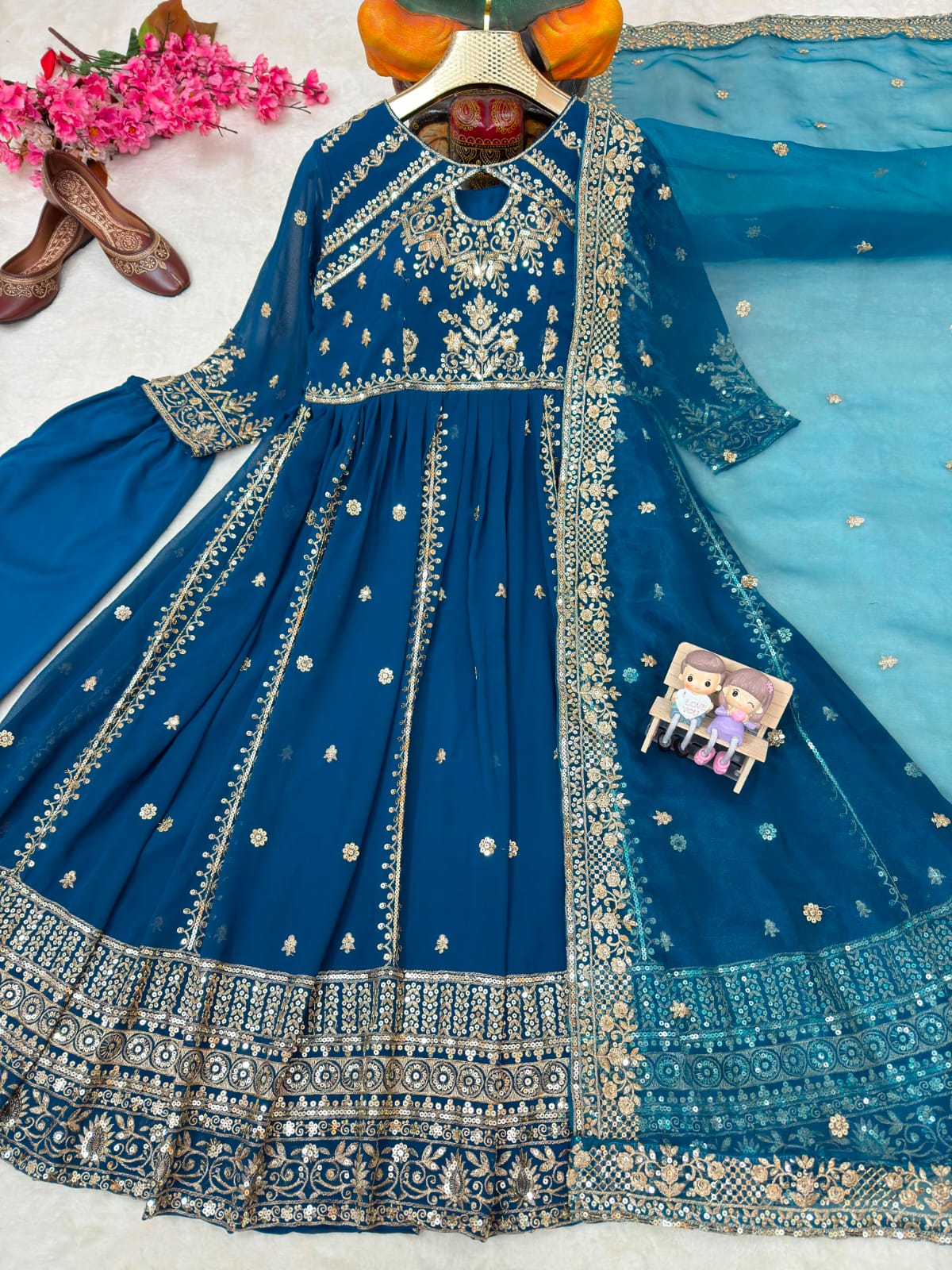 LAUNCHING NEW RED , RAMA , YELLOW DESIGNER ANARKALI GOWN ENHANCE THE BEAUTY OF YOUR WARDROBE WITH THIS NEWLY LAUNCHED ANARKALI GOWN SET