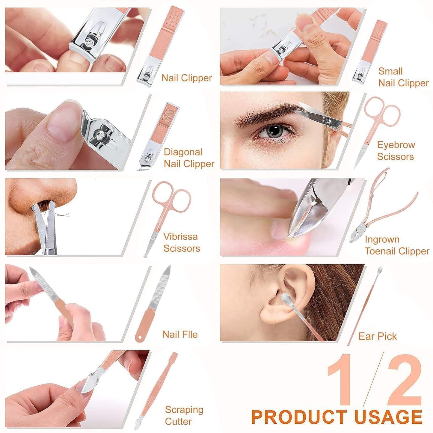 Manicure Kit,Stainless Steel Professional Manicure Set, pedicure tools for feet, Nail Clipper, Manicure Pedicure kit for women and Men-16 Pieces,Perfect Gifts for Women and Men