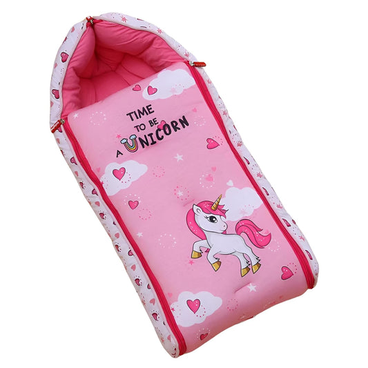 Baby Sleeping Bag with Hood, Zippered Nest for Newborn Infants, Cute Print, Soft and Cosy, for Home, Travel and Stroller Use