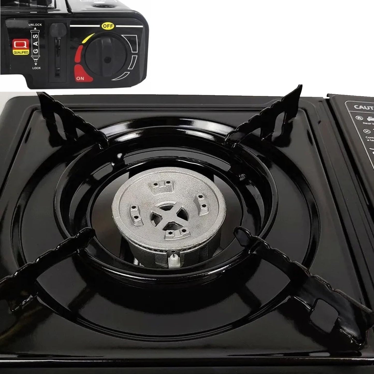 Hacer Portable Camping Gas Stove Cooking Gas burner with Carrying Case for Outdoor Camping Hiking Trekking - (Pack of 1, Black, 34 x 26 x 7.5 cm),Stainless Steel