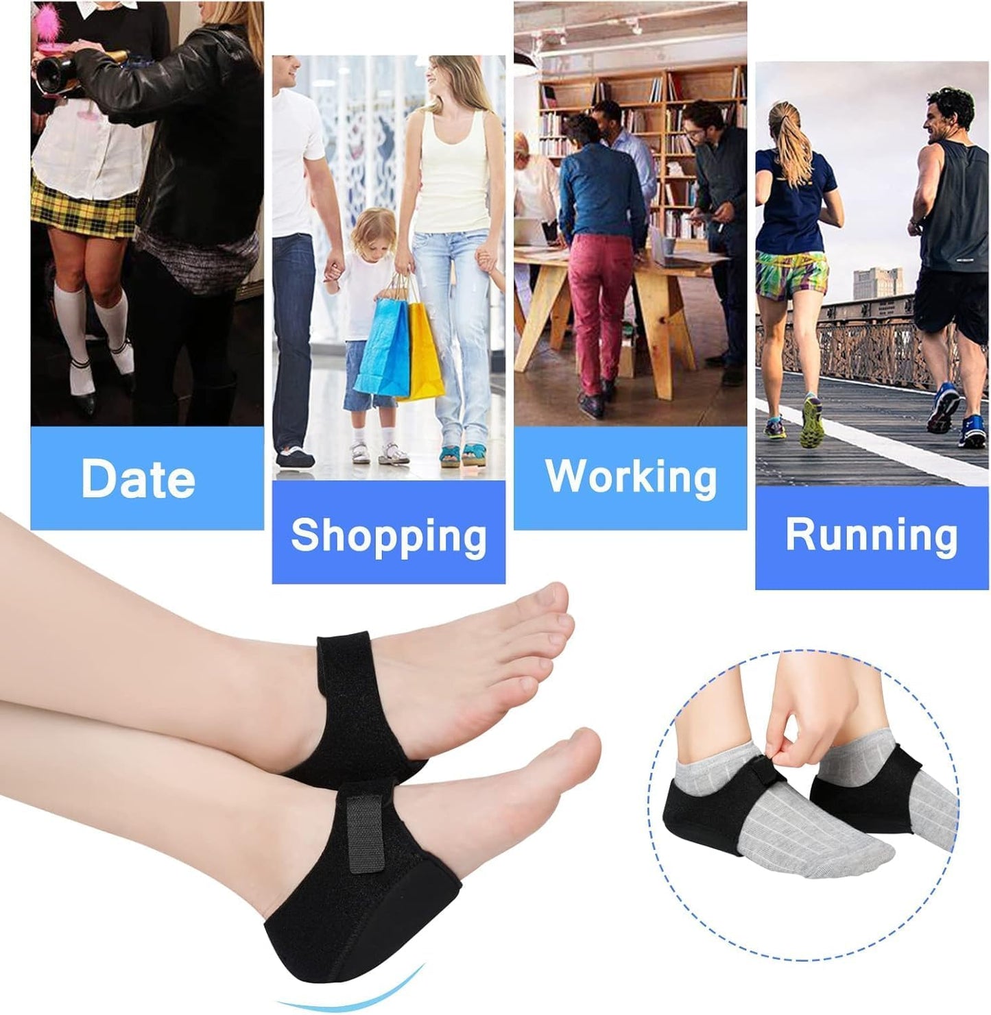 Belanto Heel Pain Relief Pad, 1 Pair Plantar Fasciitis Heels Support Cushion Pads for Ankle Pain, Heel Spur Shoe Insert for Men & Women, Heel Protector Cups for Pain & Achilles Tendonitis