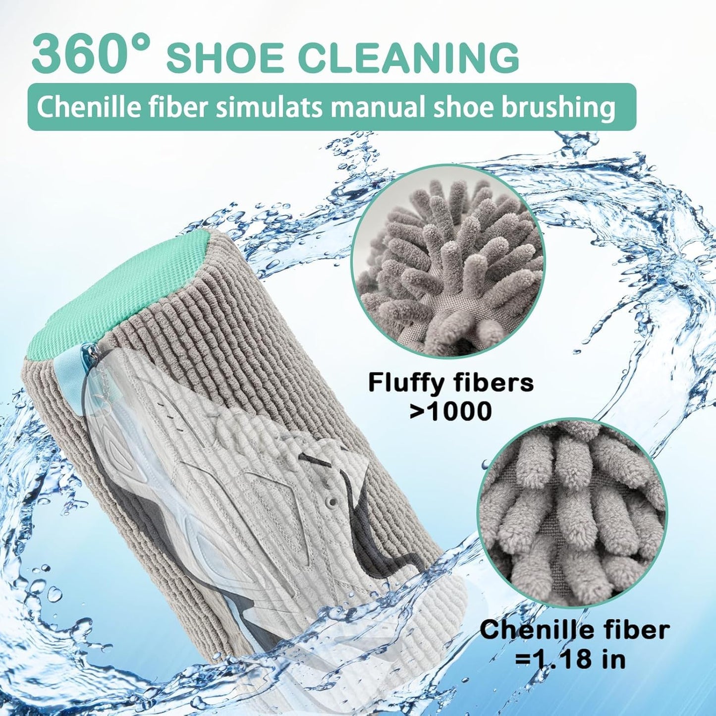 Glivary Shoe washing machine bag, Laundry shoe pouch for washer and dryer, Reusable and Durable Zipper Plush Washing Machine Bag for Sneakers, Delicates and Toys