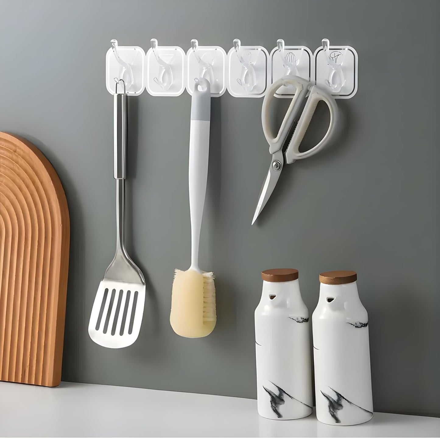 JIALTO Self Adhesive Magic Sticker Wall Hanger, Kitchen Hangers and Hooks, Durable Cloth Hanger Hooks for Wall Without Drilling, Ideal for Home Organization and Kitchen (Orange)