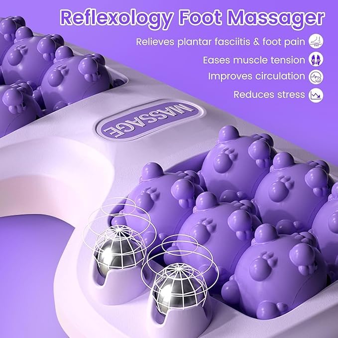 Foot Massager Roller for Pain Relief | Dual Foot Acupressure Massage Machine with Pressure Nodes & Metal Roller Balls | Relaxation for Home & Office.