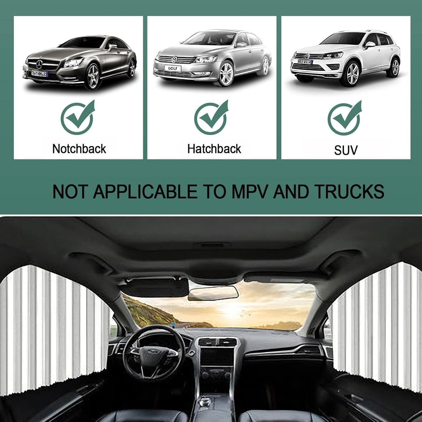 TEKCOOL 4pcs Universal Fit Magnetic Car Side Window Curtains, Foldable Car Window Privacy Curtains Sunshade Side Magnet Pleated Car Window Curtain - Removable - Keeps Cooler Screen for Baby (Grey)'