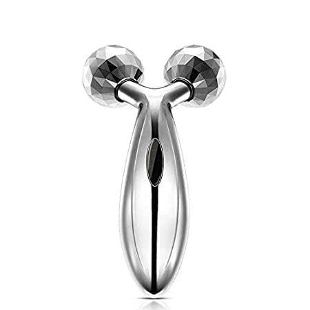 ikis 3d Massager Roller 360 Rotate Silver Thin Face Full Body Shape Lifting Wrinkle Remover Facial Massage Relaxation Tool,Body Itch Scratcher Stick - Pack of1