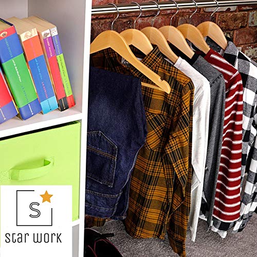 STAR WORK Wooden Ultra Thin Space Saving Non-Slip Velvet Suit Hangers Ideal For Everyday Standard Use (6 Pieces)
