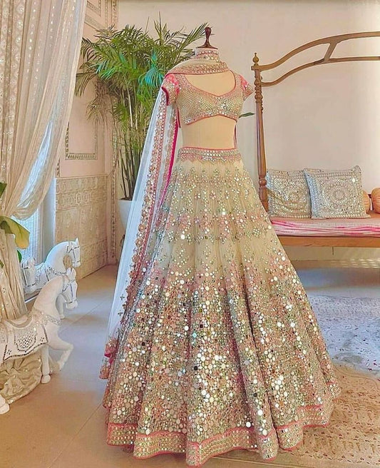 HEAVY DESIGNER FOIL PAPER EMBROIDERY LEHENGA CHOLI WITH DUPATTA