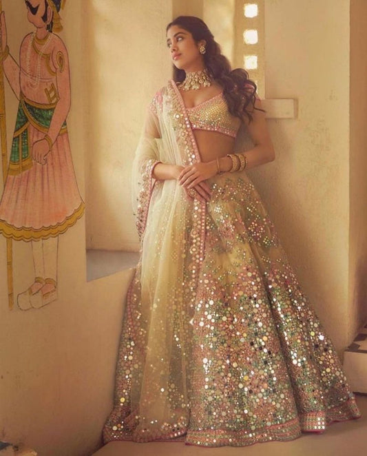 HEAVY DESIGNER FOIL PAPER EMBROIDERY LEHENGA CHOLI WITH DUPATTA
