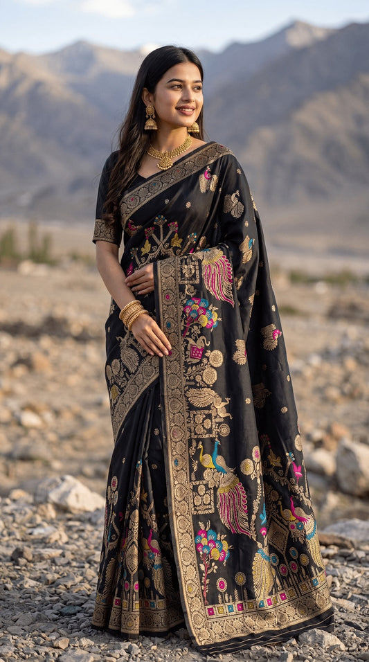 Banarasi Soft Silk Saree With Meenakari Work