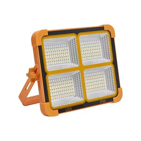GAJ Portable Solar LED Work Light with Rechargeable Battery, Stepless Brightness – Orange – Ideal for Outdoor & Emergency Lighting