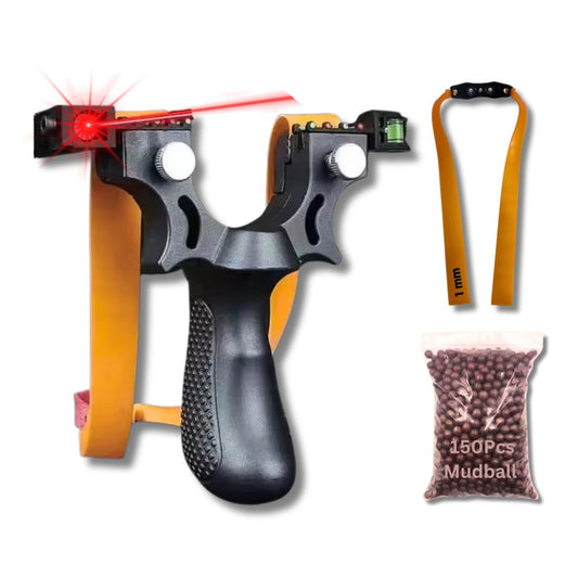 E COM Laser Light Slingshot Target Practice Toy for Kids & Adults with Mud Balls – Heavy Duty Gulail Gulel Sling Shot