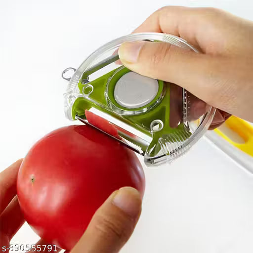 Royal 3 in 1 Movable Compact Slicer Rotary Multi-Functional Peeler, Suitable for Vegetable and Fruit, with Serrated Blade + Straight Julian Stainless Steel, Anti-Slip Handle Design, Slicer Kitchen