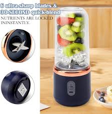 Qlect Portable Blender Electric Juicers Fruit Mixers USB Rechargeable Smoothie Mini Personal Juicer 6 Blades 3Gears With 1800 Mah Rechargeable Battery-Smoothie Blender