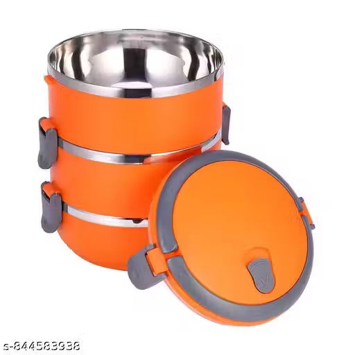 3 Layer Lunch Box with Lock -Orange