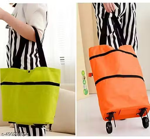 Ayuransh Expandable Shopping Trolley Bag with Wheels, Foldable, Random Patterns and Colors