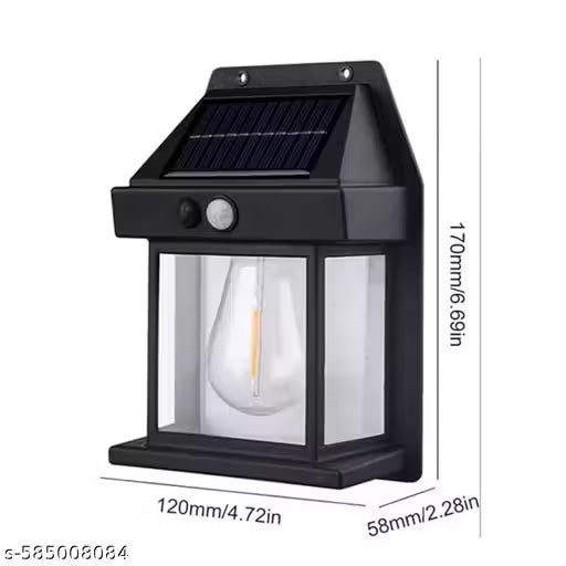 Solar Powered Wall Light with Motion Sensor | Waterproof Outdoor Solar Lamp | Decorative Balcony & Garden LED Lantern | Automatic No-Wiring ABS Body Wall Mounted Security Light