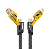 AlakhDM 4-In-1 Multifunctional 65W Fast Charging Cable With Metal Zinc Alloy Head, Tangle Free Flat Cable, USB A, Type C to C/Lighteni-ng, Fast Data SynC, Compatible with All SmartPhone