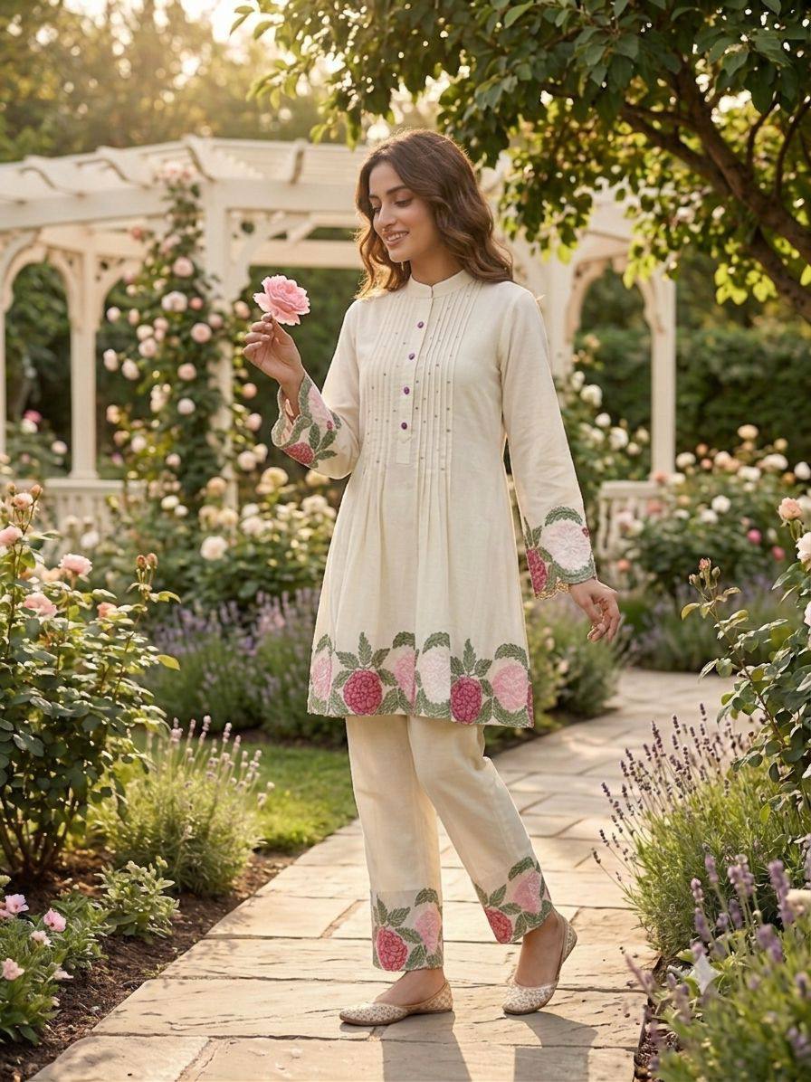 THIS SUMMER SEASON WEAR TRENDY CO-ORD SET WITH EMBROIDERY WORK