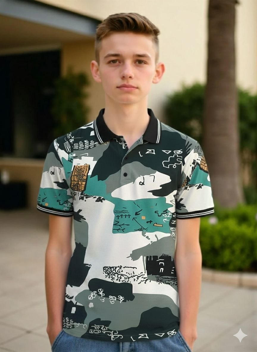 T-SHIRT  :-   TITLE:- Boys Polo T-Shirt with Ribbed Collar,Boys Short Sleeve Polo Neck T-Shirt,Boys Casual Polo T-Shirt,Boys Regular Fit Polo T-Shirt,Boys Printed Polo T-Shirt