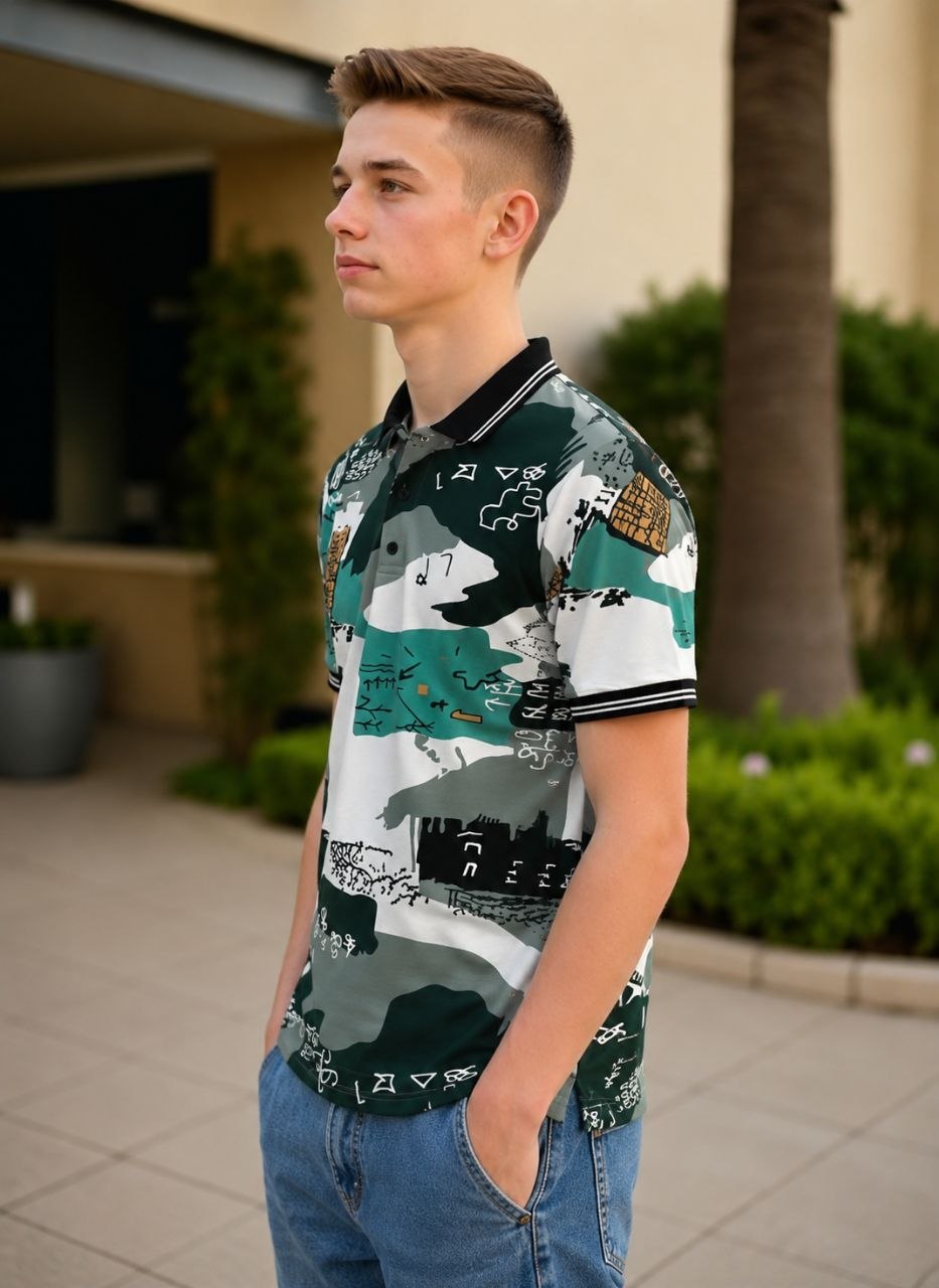 T-SHIRT  :-   TITLE:- Boys Polo T-Shirt with Ribbed Collar,Boys Short Sleeve Polo Neck T-Shirt,Boys Casual Polo T-Shirt,Boys Regular Fit Polo T-Shirt,Boys Printed Polo T-Shirt