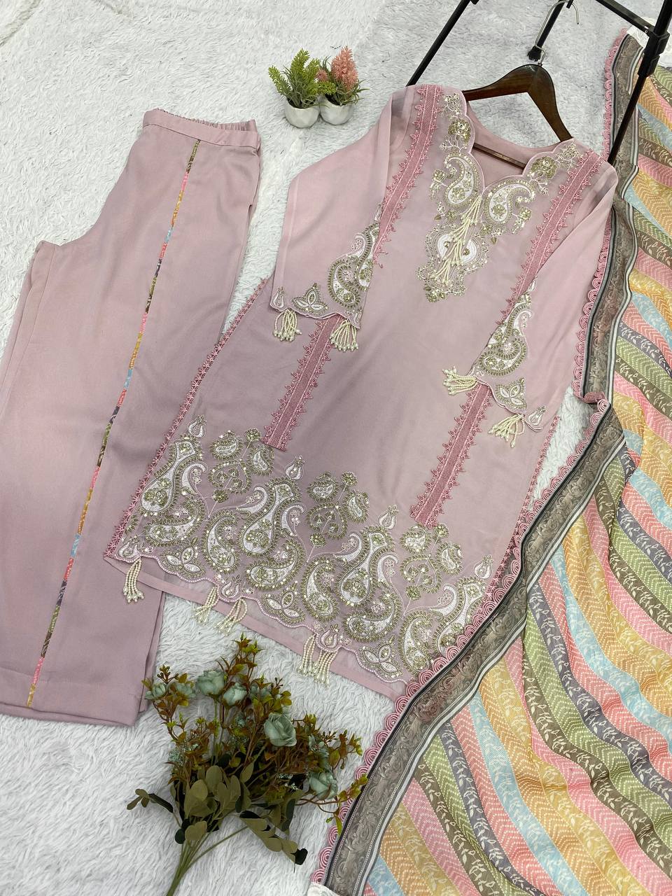 THIS WEDDING SEASON WEAR OUR BEAUTIFUL SEQUENCE EMBROIDERED TOP , PLAZZO WITH DUPATTA ✨ 2 New Colo