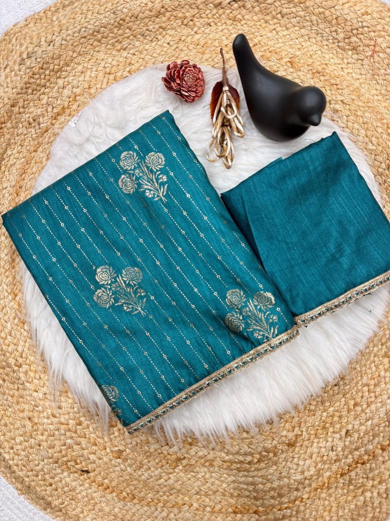 New arrivals   Embellished with Foil Print & Fancy Sequence Zari Border Lace