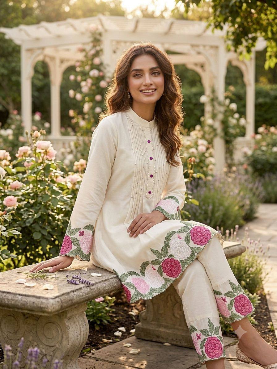 THIS SUMMER SEASON WEAR TRENDY CO-ORD SET WITH EMBROIDERY WORK
