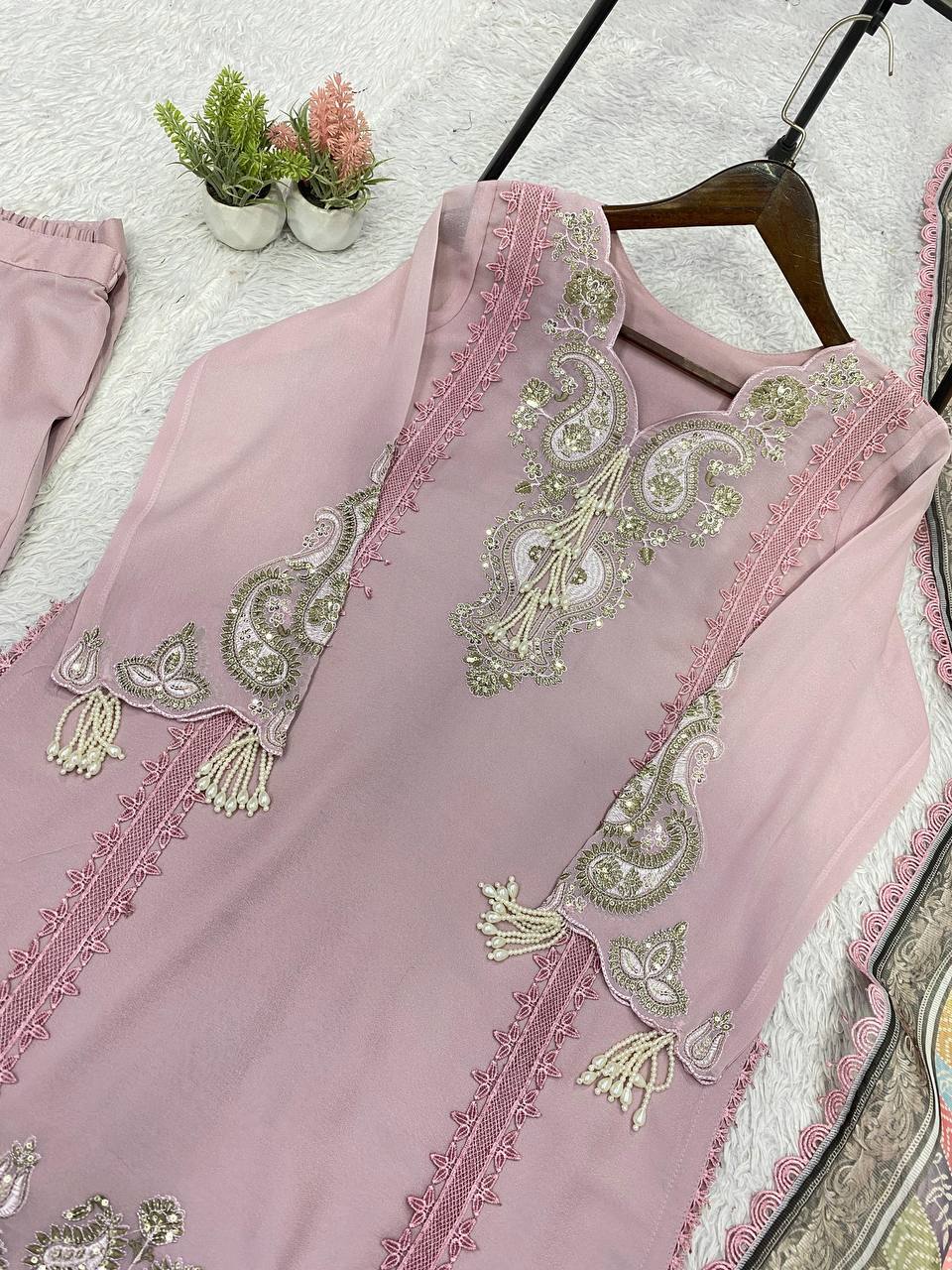 THIS WEDDING SEASON WEAR OUR BEAUTIFUL SEQUENCE EMBROIDERED TOP , PLAZZO WITH DUPATTA ✨ 2 New Colo