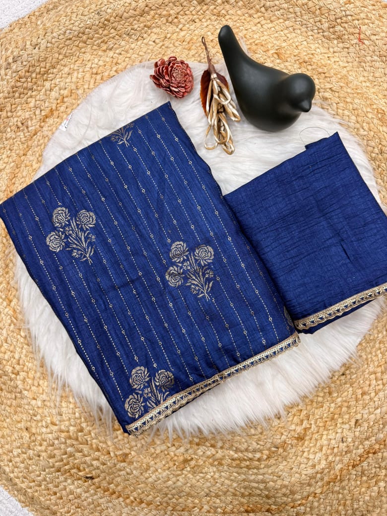 New arrivals   Embellished with Foil Print & Fancy Sequence Zari Border Lace