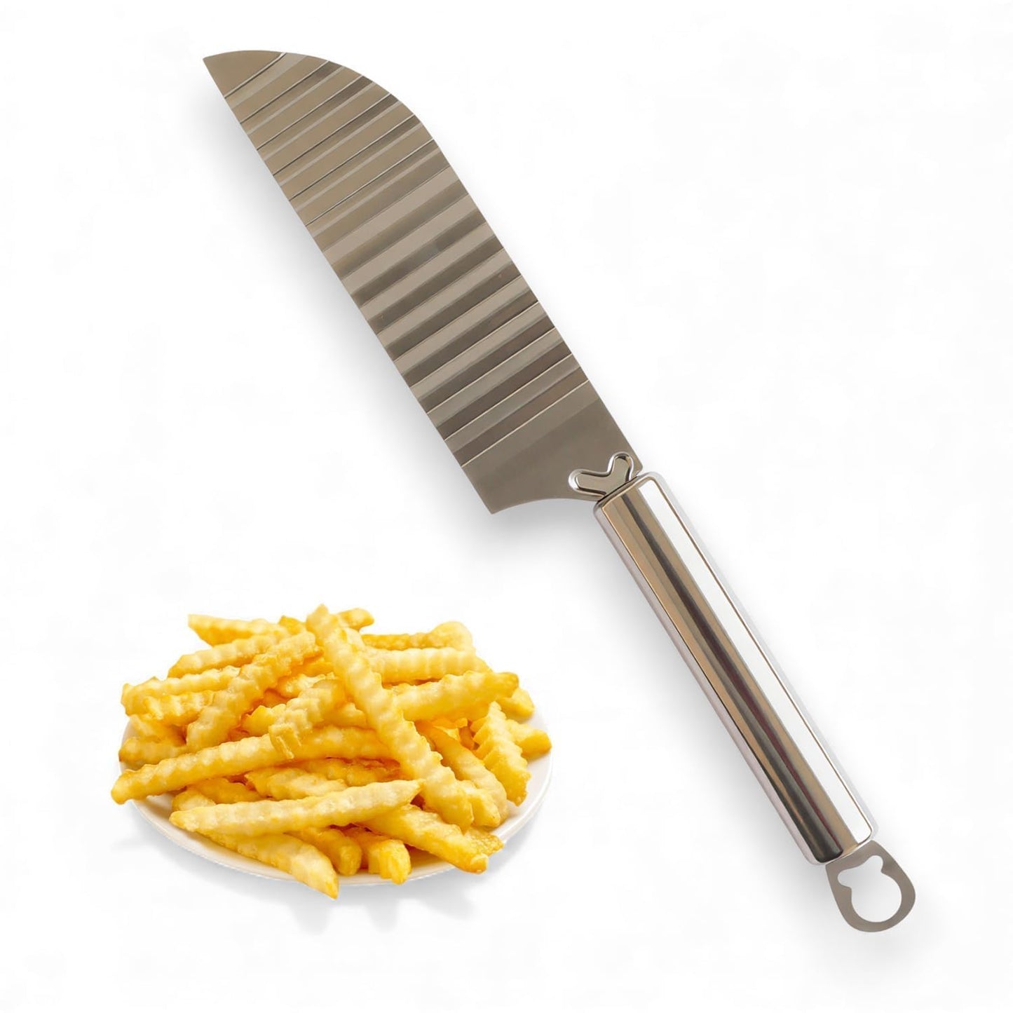 Stainless Steel Crinkle Knife for Potato, French Fries & Vegetable Cutting | Wavy Cutter Slicer for Chips, Fruits & Veggies | Creative Food Garnishing & Salad Preparation