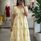 Celebrate this joy of dressing in the best way  Here presenting you a beautiful and comfortable maxi for the upcoming season with beautiful Flowers All Over  And Beautiful Neckline and Slevees Pattern